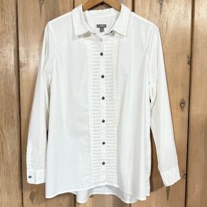 J. Jill Pleated Button-Down Stretch Shirt Size L